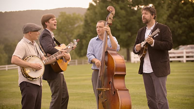 Gallatin Canyon band performing at an outdoor vineyard