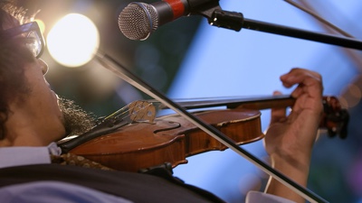Whiskey Rebellion The violin player performing at an outdoor farm